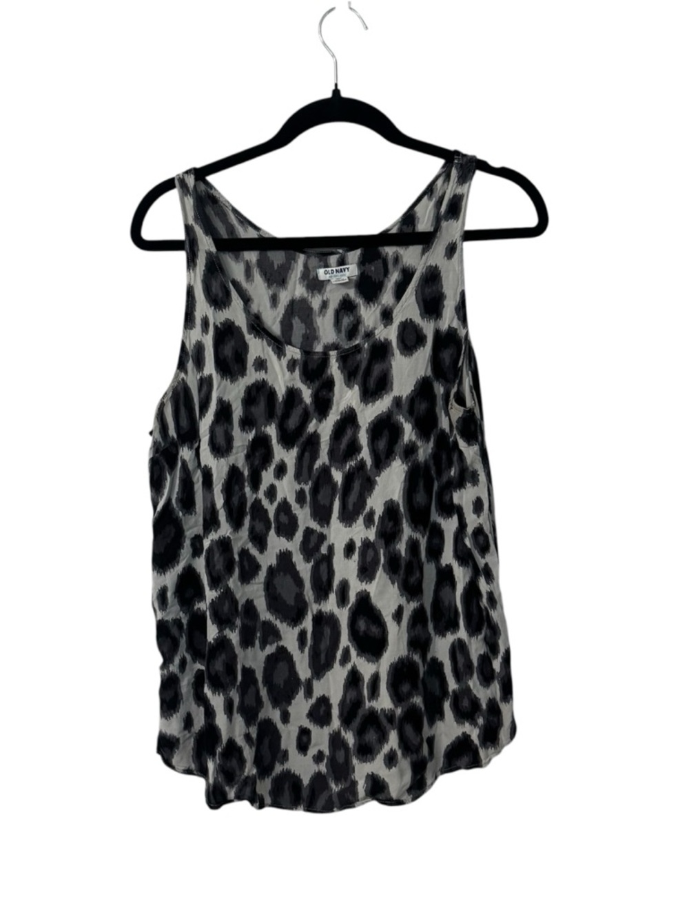 Old Navy Women's Black & Gray Sleeveless Leopard Print Tank Top Sz L GUC